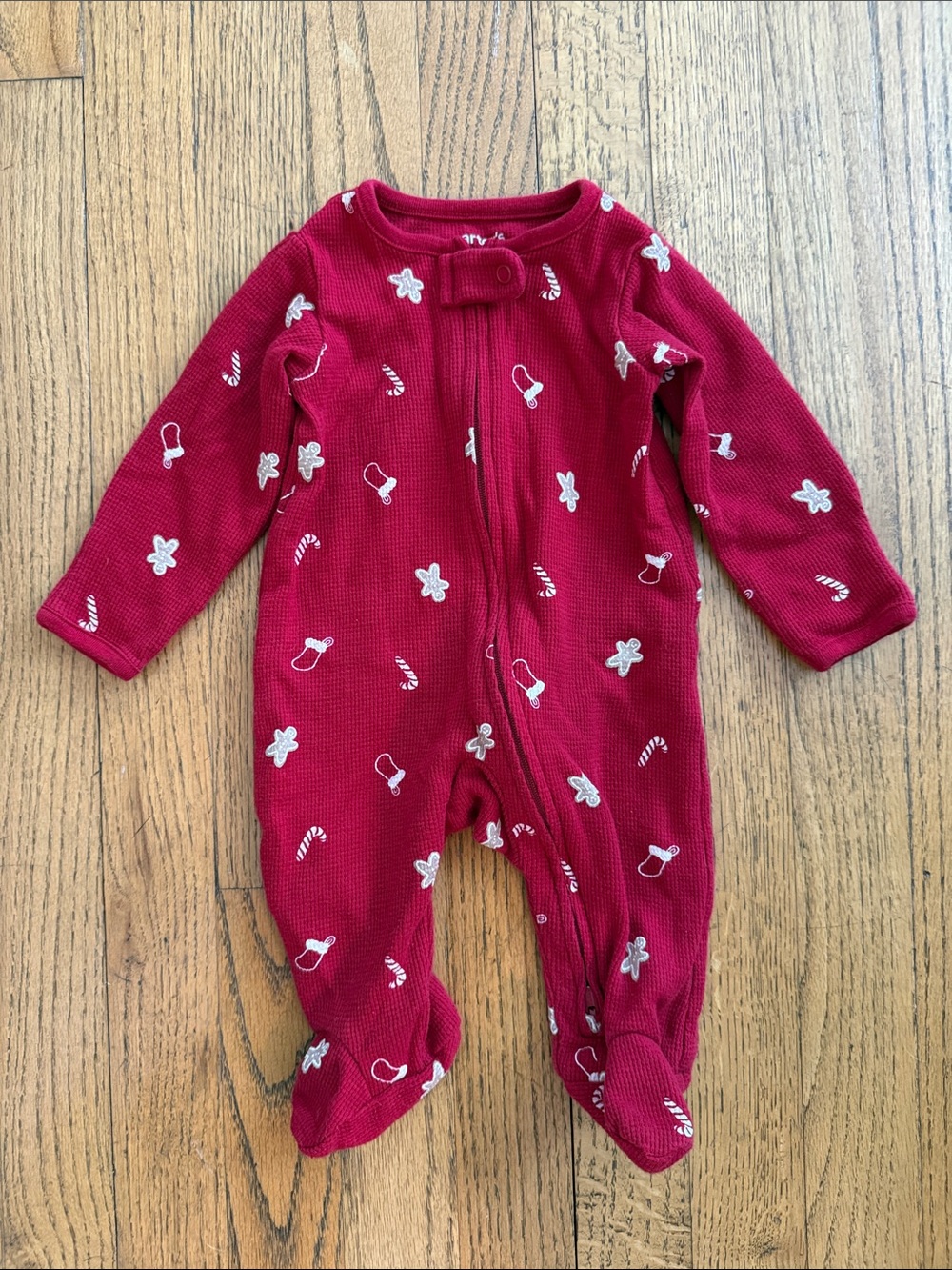 Red Holiday Christmas Footie One-Piece Pajama for Babies 3 months EUC